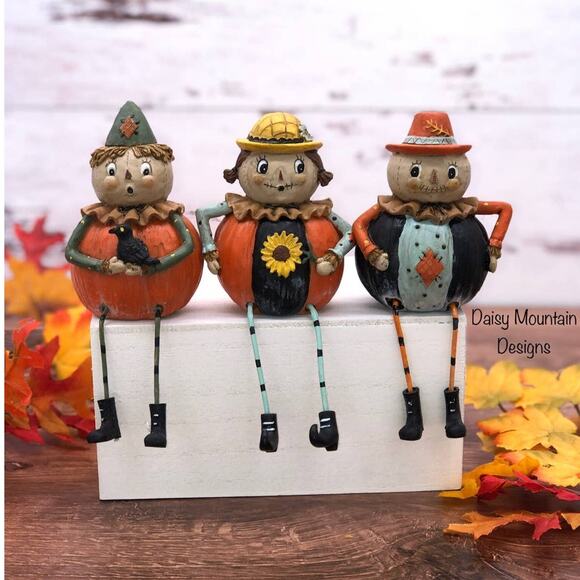 Johanna Parker Scarecrow Shelf Sitters Set Of 3 Transpac Harvest Fall Sitter New